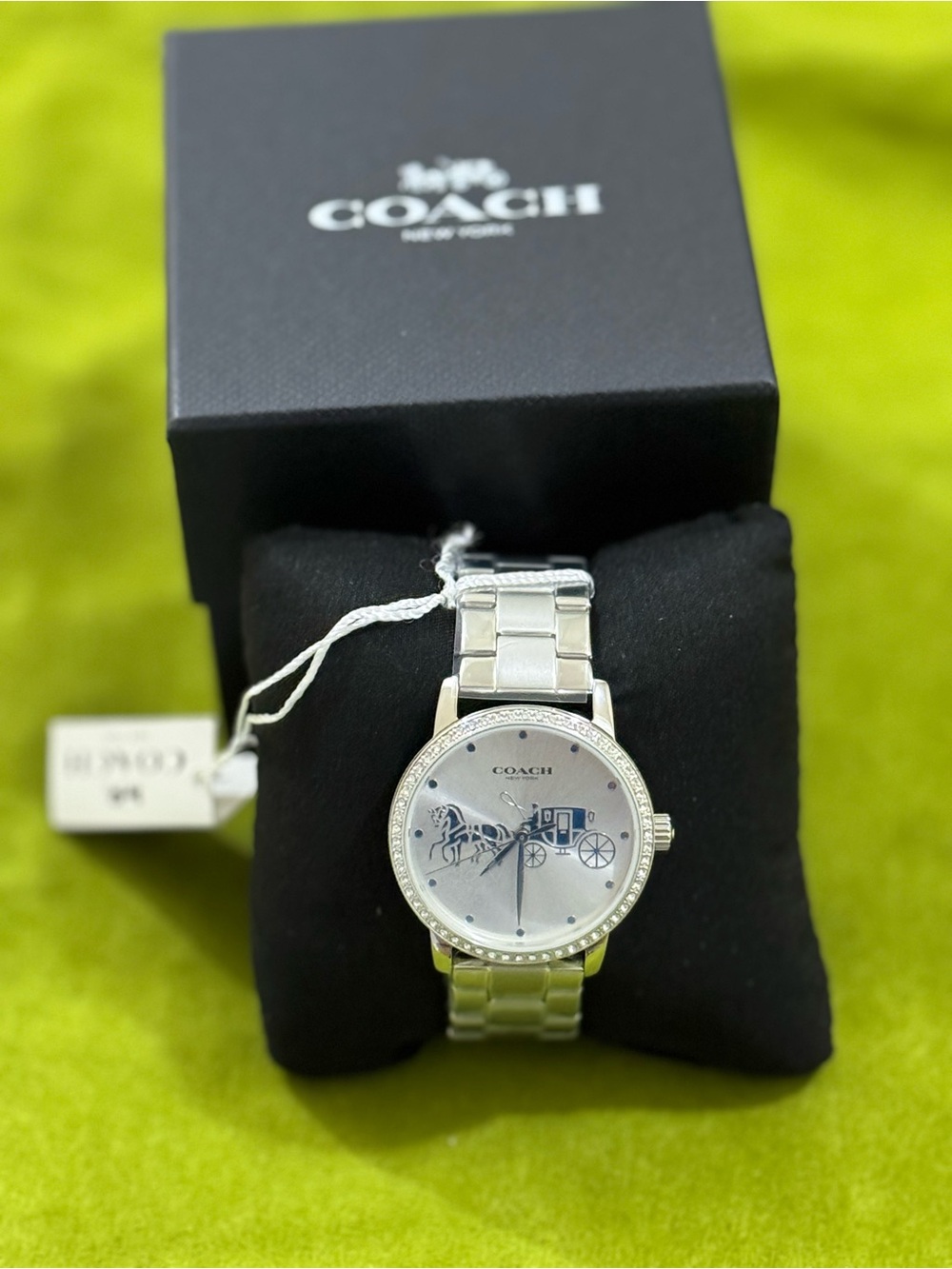 Coach Silver Tone Watch with Horse & Carriage Motif